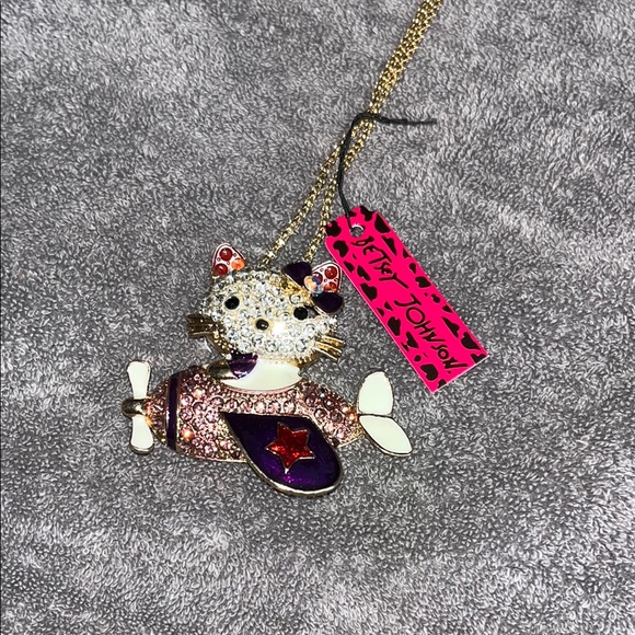 Betsey Johnson Purple and Red Cat Pendant Necklace - Picture 1 of 1